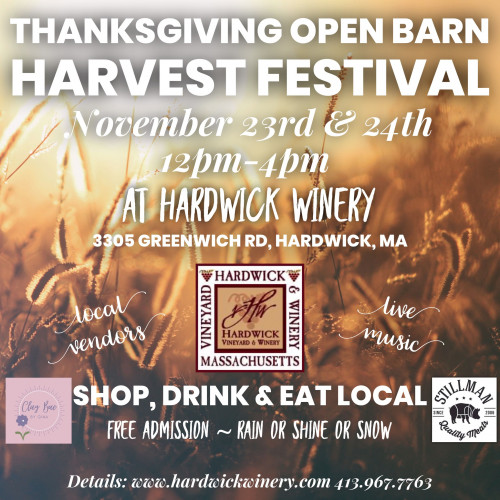 Thanksgiving Open Barn Harvest Festival - Hardwick Winery